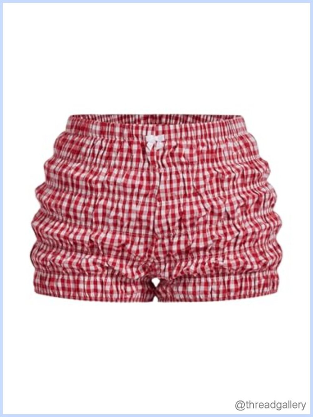 Plus Size Plaid Ruffle Ruched Bloomer Mini Shorts Elastic Waist